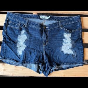 Distressed stitched torrid denim Jean plus size shorts